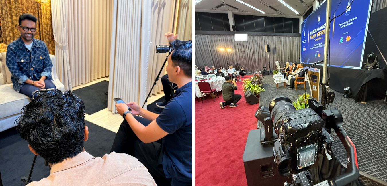 Behind-the-scenes shot of the Content Nation production crew managing camera equipment on-ground during a video shoot.